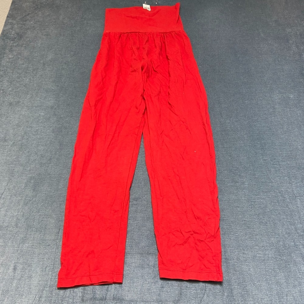 Danskin Pants Womens Medium 25x26.5 Red High Waisted Pleated High Rise Straight